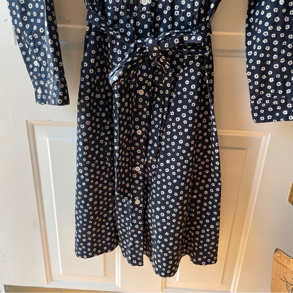 J.Crew navy floral print long sleeve button down midi dress size 10 - Picture 4 of 8